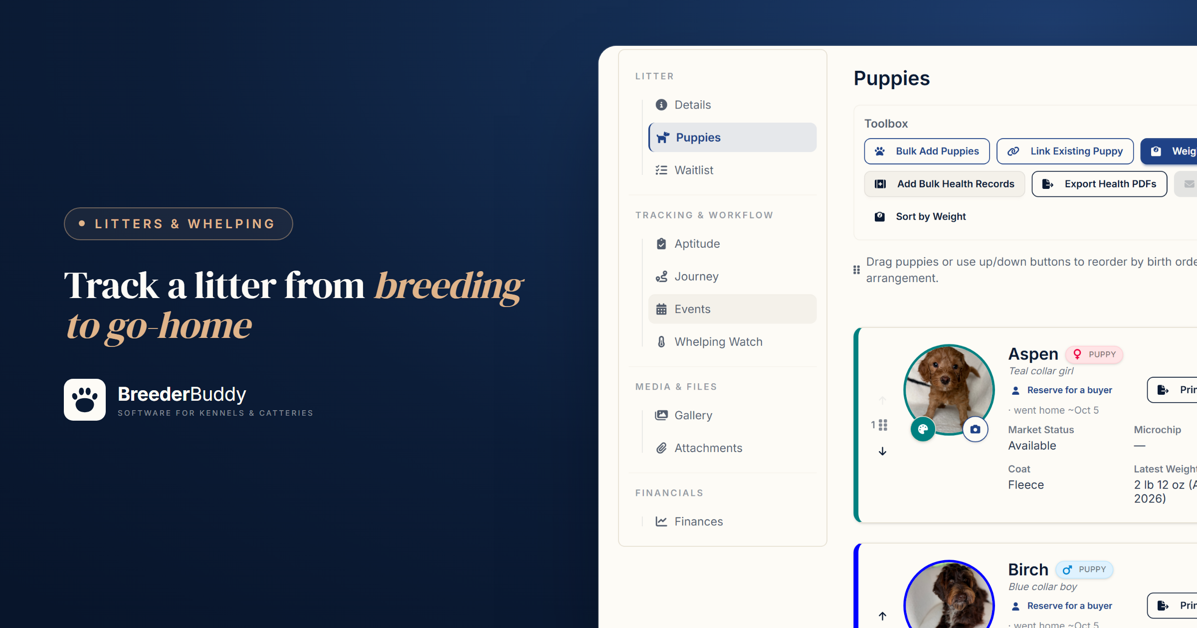 Litter Tracking Software: One Litter From Breeding to Go-Home Day