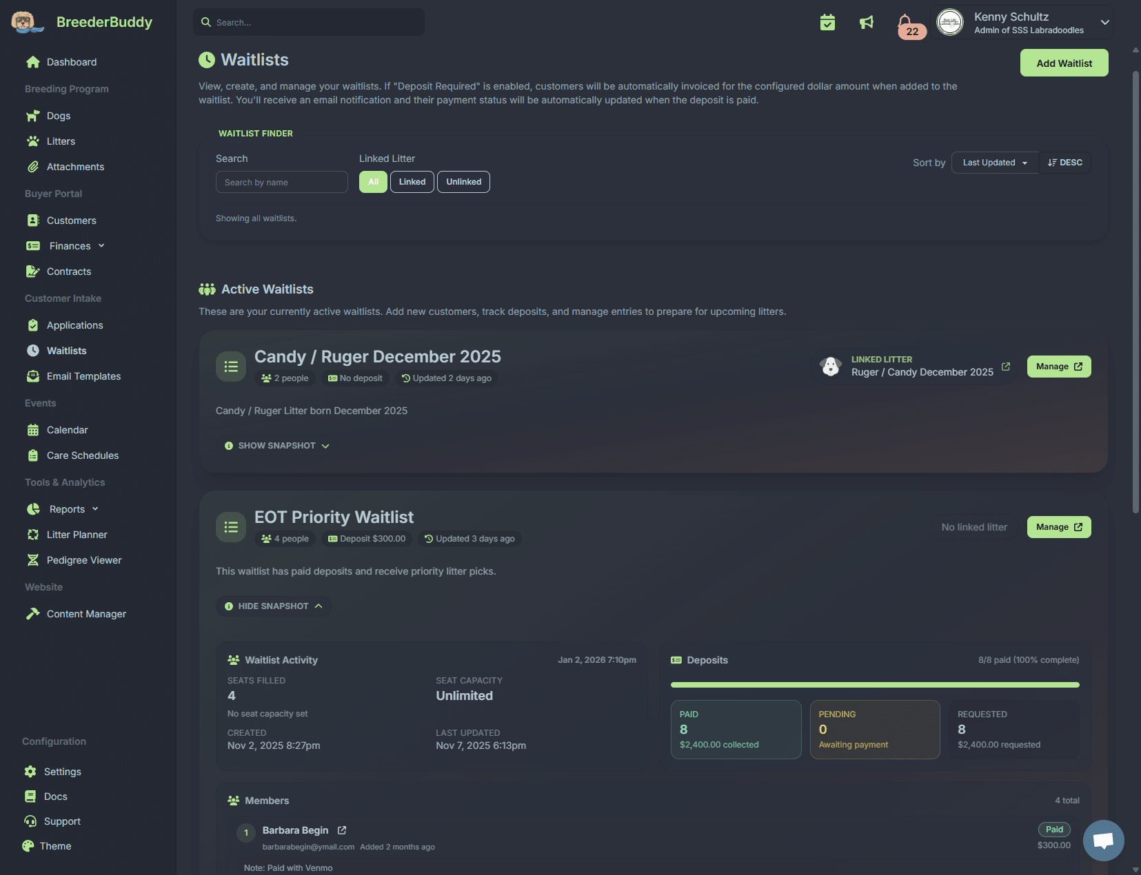 breederbuddy dog breeding app