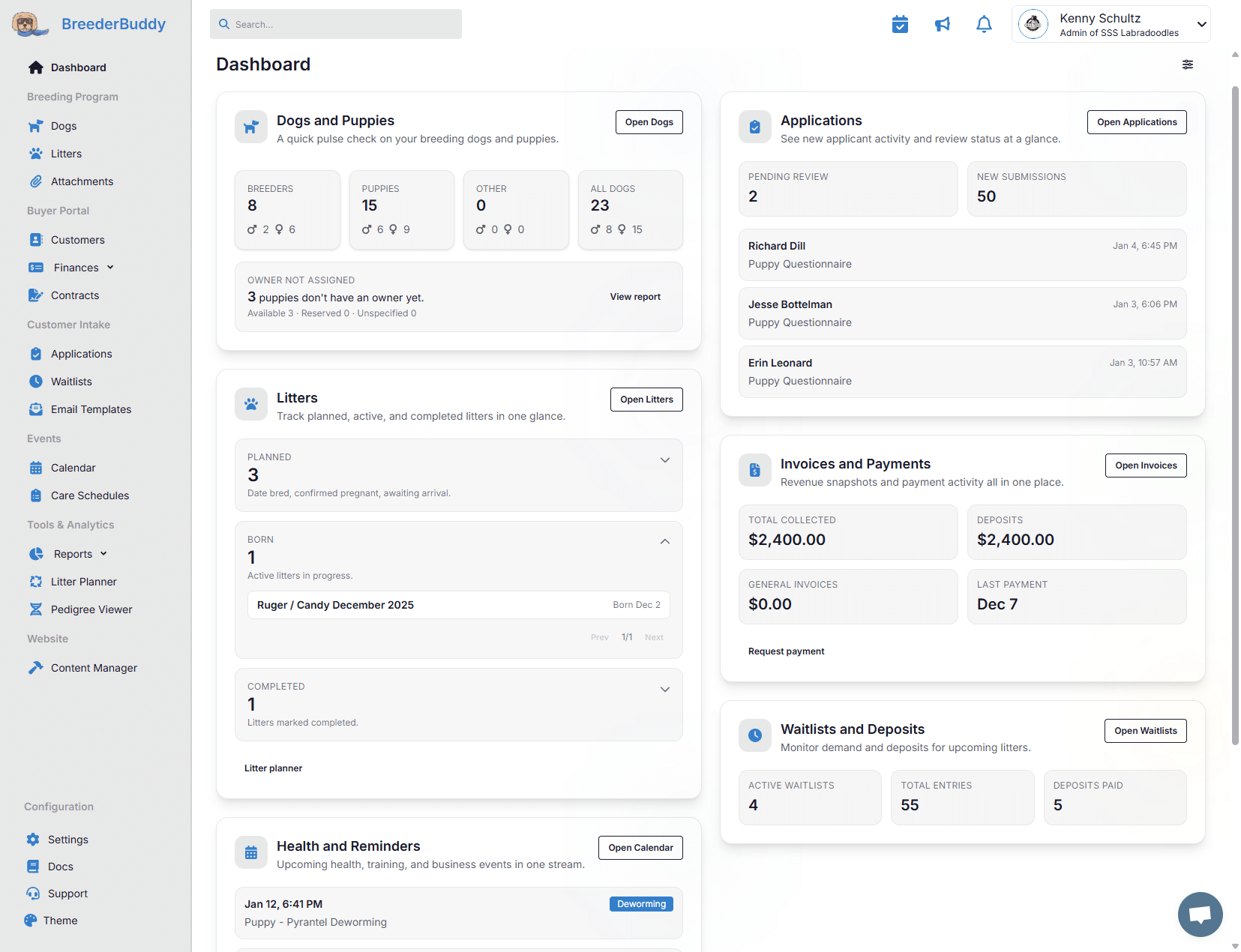 breederbuddy dog breeding app
